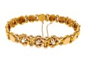 14k Yellow Gold Pretty Flower And Circle Link Bracelet