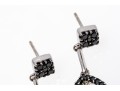 14k White Gold Striking Black Diamond And White Sapphire Drop Earrings