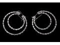 Sterling Silver Striking Open Crescent Moon CZ Button Earrings