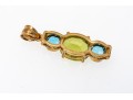 14k Yellow Gold Beautiful Blue Topaz And Peridot Stack Pendant