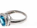 Bright Topaz And Diamond Contemporary 18K White Gold Ring, Size 6.5+