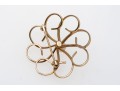 14k Yellow Gold Pretty Vintage Open Swirl Circle Brooch, Cultured 5mm Pearl Center