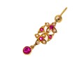 Fantastic 22K Seed Pearl And Pink Sapphire Drop Pendant