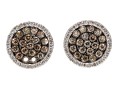 14k White Gold Beautiful Brown And White Pave Set Diamond Earrings, App. 0.66 TCW