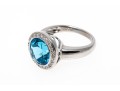 Bright Topaz And Diamond Contemporary 18K White Gold Ring, Size 6.5+