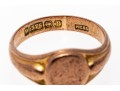 9k Rose Gold Antique Ribbed Signet Ring, Size 5.75