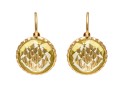 14k Yellow Gold Lovely Round Checkerboard Yellow Citrine Earrings, App. 4.26 TCW