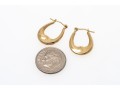 Simple Pair Of 14K Elongated Hoop Earrings