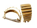 18k Yellow Gold Striking Chunky Horizontal Ribbed Half Hoop Earrings