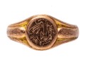 9k Rose Gold Antique Ribbed Signet Ring, Size 5.75