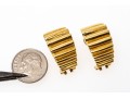 18k Yellow Gold Striking Chunky Horizontal Ribbed Half Hoop Earrings