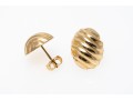 14K Ribbed And Polished Puff Earrings