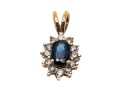10K Sapphire And Diamond Halo Pendant