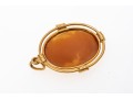 14k Yellow Gold Pretty Shell Cameo Style Pendant, With A Ribbed Patterned Frame