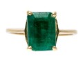 Charming 10K And Single Emerald Ring, Size 8