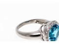 Bright Topaz And Diamond Contemporary 18K White Gold Ring, Size 6.5+
