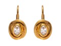 18k Yellow Gold Fun Swirl Framed Oval CZ Drop Earrings