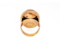 14k Gold Antique Striking Chunky Carnelian Initial Ring, Patterned Sides, Size 8.5
