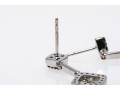14k White Gold Striking Black Diamond And White Sapphire Drop Earrings