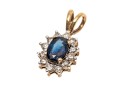 10K Sapphire And Diamond Halo Pendant