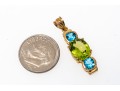 14k Yellow Gold Beautiful Blue Topaz And Peridot Stack Pendant
