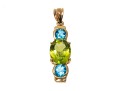 14k Yellow Gold Beautiful Blue Topaz And Peridot Stack Pendant