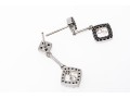 14k White Gold Striking Black Diamond And White Sapphire Drop Earrings