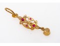 Fantastic 22K Seed Pearl And Pink Sapphire Drop Pendant