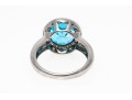 Bright Topaz And Diamond Contemporary 18K White Gold Ring, Size 6.5+
