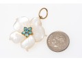 14k Yellow Gold, Mother-of-pearl And Blue Topaz Cluster Flower Pendant