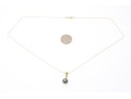 14k Yellow Gold Black Cultured Pearl Pendant Necklace