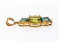 14k Yellow Gold Beautiful Blue Topaz And Peridot Stack Pendant