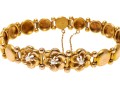 14k Yellow Gold Pretty Flower And Circle Link Bracelet