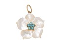14k Yellow Gold, Mother-of-pearl And Blue Topaz Cluster Flower Pendant
