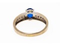 14k Gold Striking Oval Blue Sapphire And Diamond Ring, Size 7.75