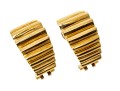 18k Yellow Gold Striking Chunky Horizontal Ribbed Half Hoop Earrings