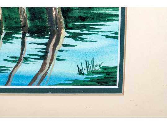 Wayne Hiller (American, 20th C.) Watercolor 