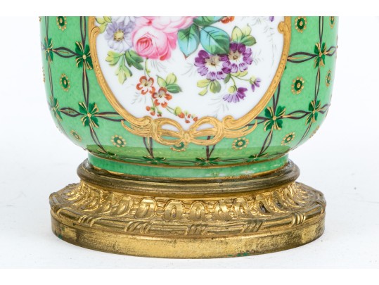 Sevres Raised Gilt Metal Mounted Cashpot