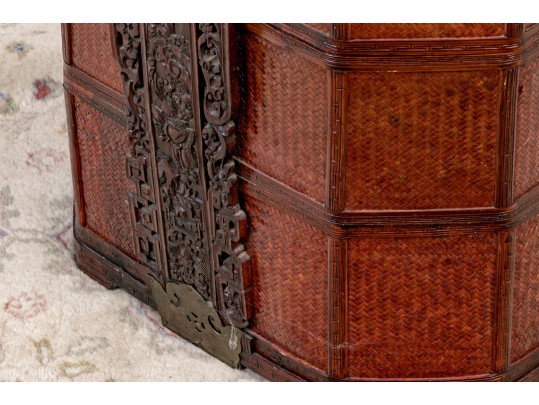 Vintage Chinese Tiered Rattan Basket