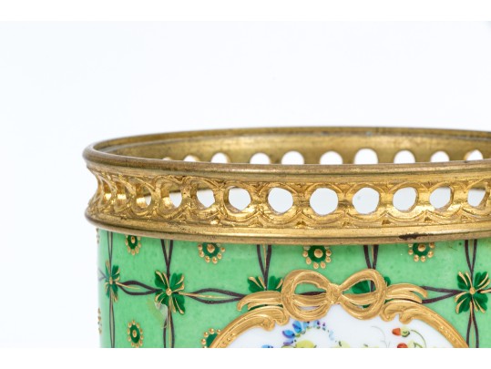Sevres Raised Gilt Metal Mounted Cashpot