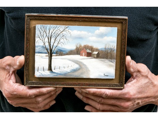 A Jones Oil On Board, Winter Landscape