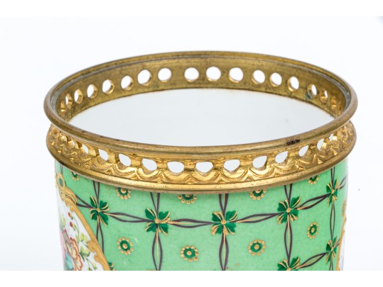 Sevres Raised Gilt Metal Mounted Cashpot