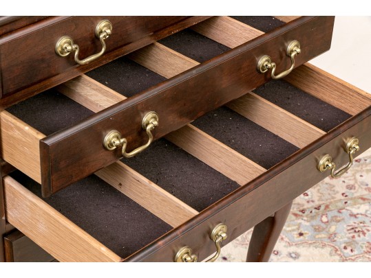 Queen Anne Style Vintage Solid Cherry Silver Chest