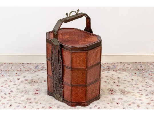 Vintage Chinese Tiered Rattan Basket