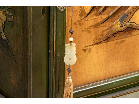 Chinoiserie Hand Paint Decorated Secretary Bookcase, Ca. 1920 Or Earlier