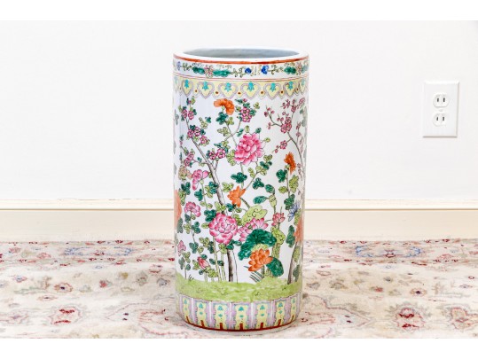 Chinese Famille Rose Porcelain Umbrella Stand