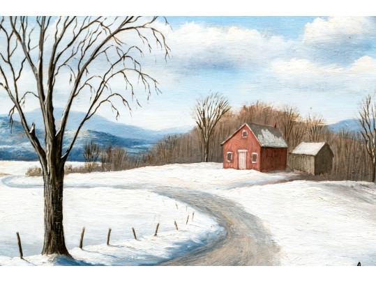 A Jones Oil On Board, Winter Landscape