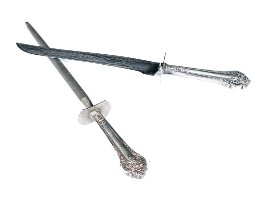 Vintage Sterling Handled Steel Blades Weighted Carving Set