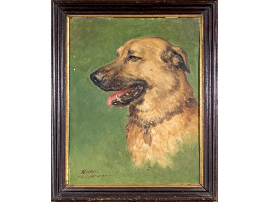 Harold C Wolcott (American 1898-1977) Portrait Of A Dog Oil On Canvas