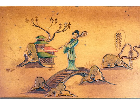 Chinoiserie Hand Paint Decorated Secretary Bookcase, Ca. 1920 Or Earlier